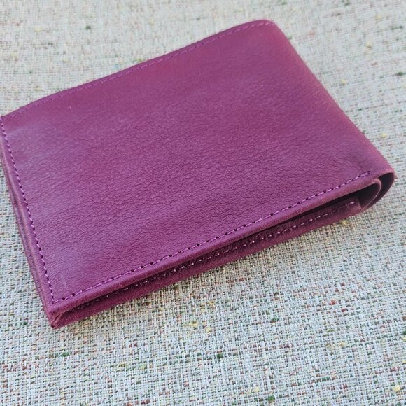 Bullhide Wallet Genuine Leather Purse Card Holder Bilfold Billfold Burgundy Red - Picture 7 of 10